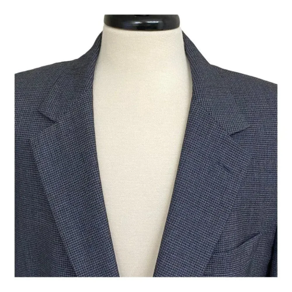 Jos A Bank Blazer Mens 42R Gray Blue Check Plaid 2 Two Button Wool Suit Jacket